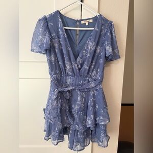 Blue Floral ruffled romper size S